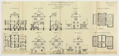 858538 Doorsneden, opstanden en plattegronden van het reservoirgebouw met tractielokalen van het S.S.-station ...